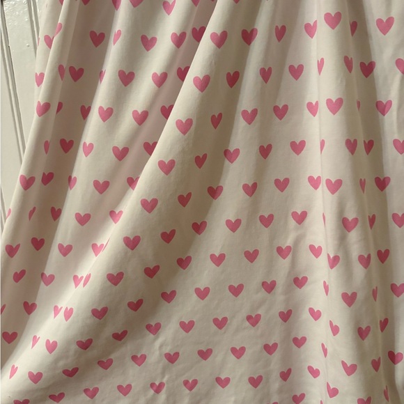 Lake Pajamas Pink & White Heart Print Pima Ruffle Nightgown Size M - Picture 4 of 7